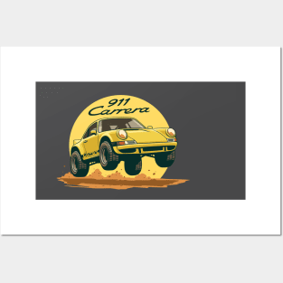 car 911 carrera offroad rally dakar yellow Posters and Art